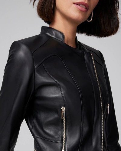 Shop White House Black Market Leather Moto Jacket In Black