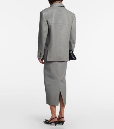Prada Oversized Leather Jacket In Grey