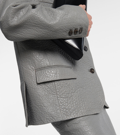 Prada Oversized Leather Jacket In Grey