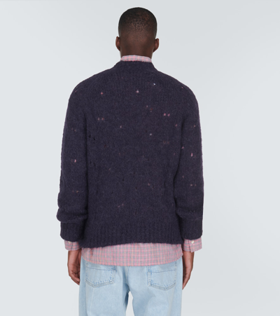 Shop Our Legacy Needle Drop Raglan Wool-blend Sweater In Blue