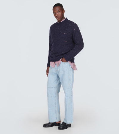 Our Legacy Needle Drop Raglan Wool-blend Sweater In Blue