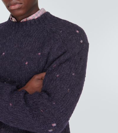 Shop Our Legacy Needle Drop Raglan Wool-blend Sweater In Blue