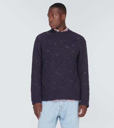 Our Legacy Needle Drop Raglan Wool-blend Sweater In Blue