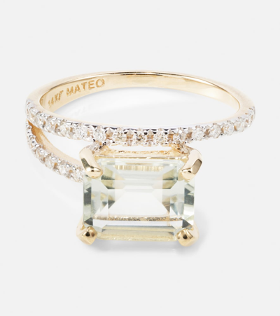 Shop Mateo Point Of Focus 14kt Gold Ring With Diamonds And Amethyst