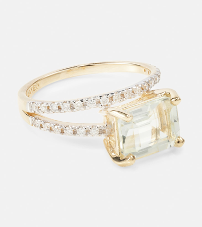 Mateo Point Of Focus 14kt Gold Ring With Diamonds And Amethyst In Gold
