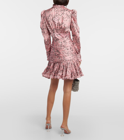 Rabanne Pink Screw Printed Ruched Mini Dress In Pink