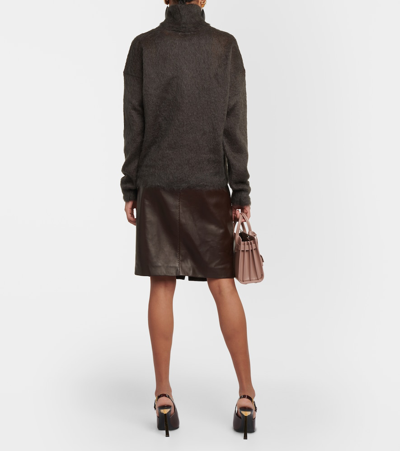 Shop Saint Laurent Mohair-blend Turtleneck Sweater In Brown