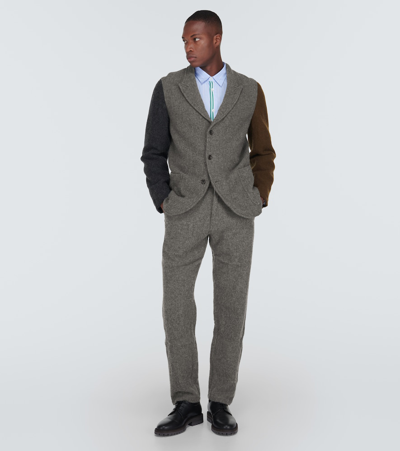 Comme Des Garçons Shirt Straight Wool-blend Pants In Grey