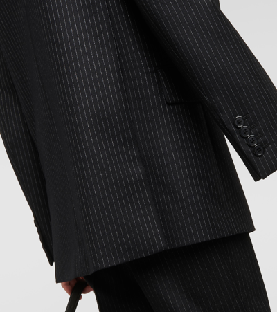 Shop Saint Laurent Pinstripe Oversized Wool Blazer In Black