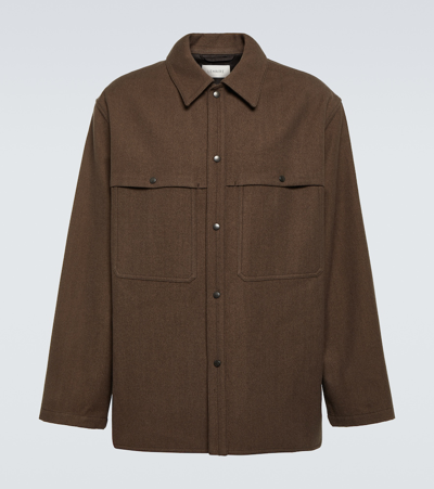 Shop Lemaire Wool And Cotton Overshirt In Brown