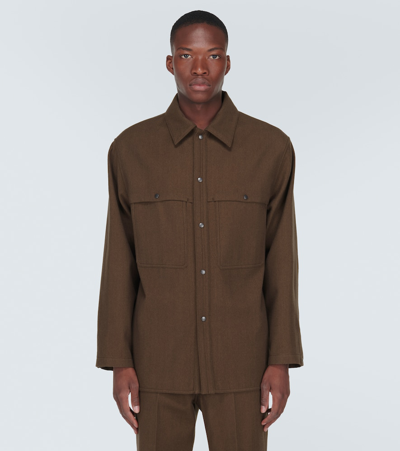 Shop Lemaire Wool And Cotton Overshirt In Brown