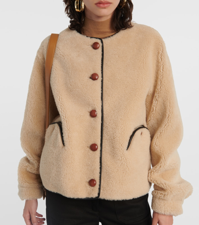 Shop Blazé Milano Tatoosh Shearling Jacket In Beige