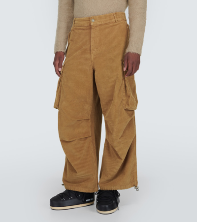Shop Alanui Velvet Corduroy Cargo Pants In Brown