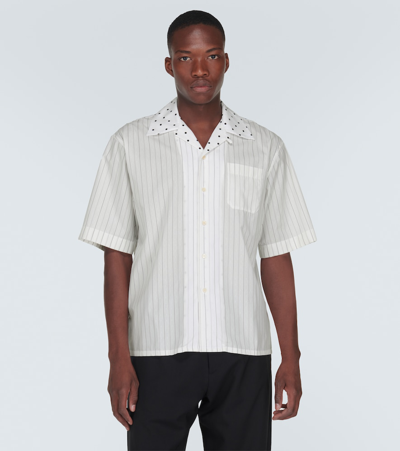 Shop Marni Striped Cotton Poplin Shirt In White