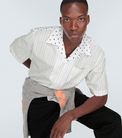 Shop Marni Striped Cotton Poplin Shirt In White