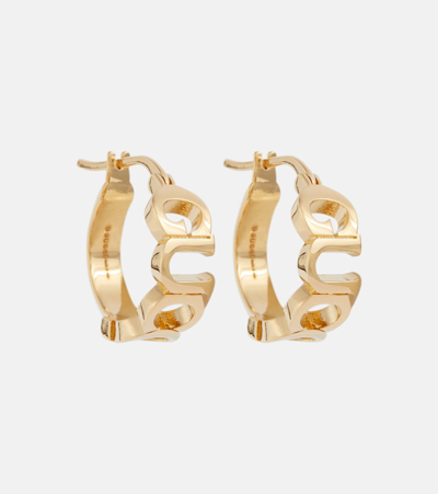 Shop Gucci Logo Hoop Earrings In Gold