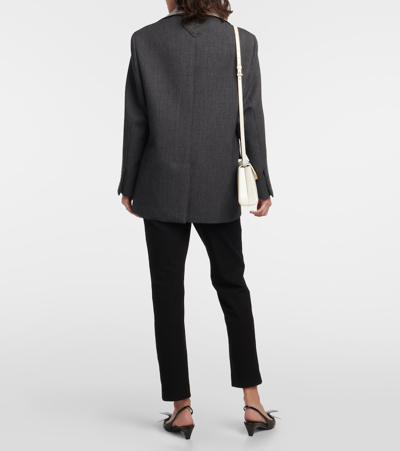 Shop Prada Wool Blazer In Grey