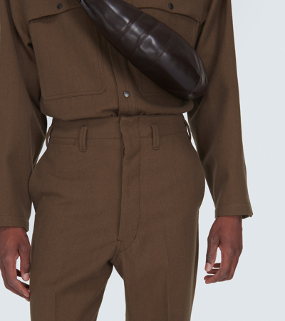 Lemaire Pantalone In Misto Lana Marrone Uomo In Brown
