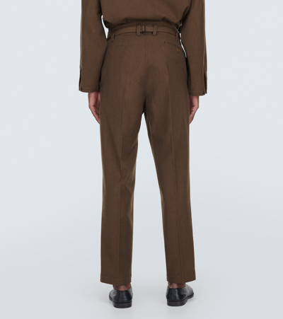 Shop Lemaire Maxi Cotton And Wool Chinos In Brown