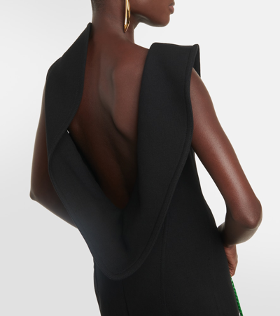 Shop Bottega Veneta Structured Cotton-blend Midi Dress In Black
