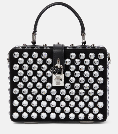 Shop Dolce & Gabbana Dolce Box Embellished Leather Bag In Black