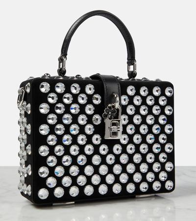 Shop Dolce & Gabbana Dolce Box Embellished Leather Bag In Black