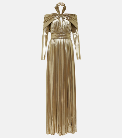 Shop Giambattista Valli Lamé Jersey Gown In Gold