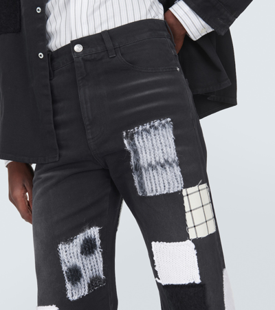 Shop Marni Patch-appliqué Wide-leg Jeans In Black