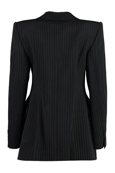 Balenciaga Hourglass Pinstripe Single-breasted Blazer In Black