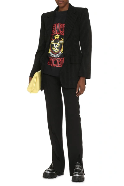 Balenciaga Hourglass Pinstripe Single-breasted Blazer In Black