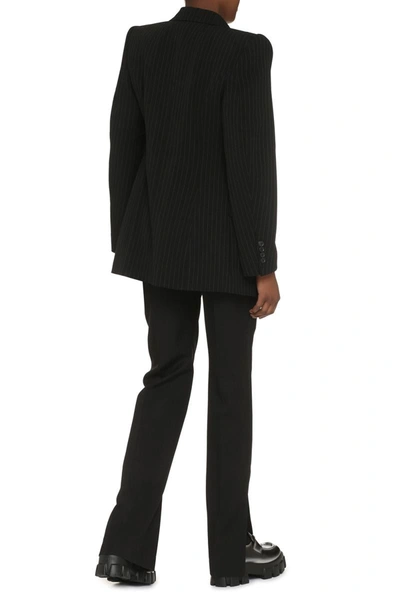 Shop Balenciaga Wool Pinstripe Blazer In Black