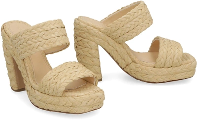 Shop Bottega Veneta Canalazzo Raffia Mules In Panna