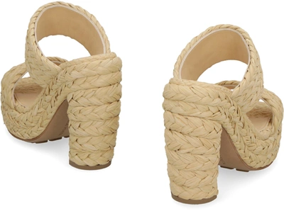 Shop Bottega Veneta Canalazzo Raffia Mules In Panna