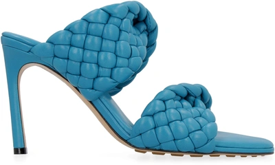 Shop Bottega Veneta Bv Bold Leather Mules In Blue