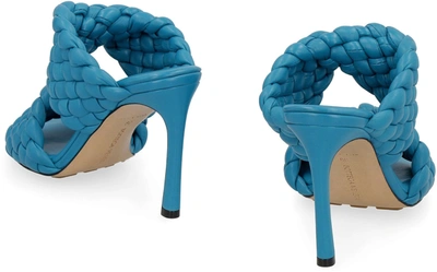Shop Bottega Veneta Bv Bold Leather Mules In Blue