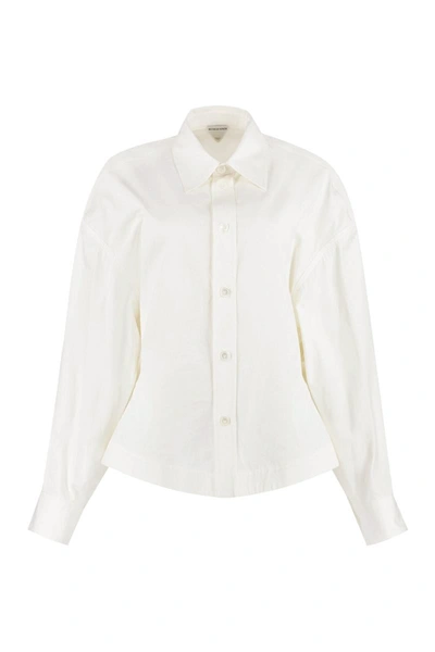 Shop Bottega Veneta Long Sleeve Cotton Shirt In Ivory