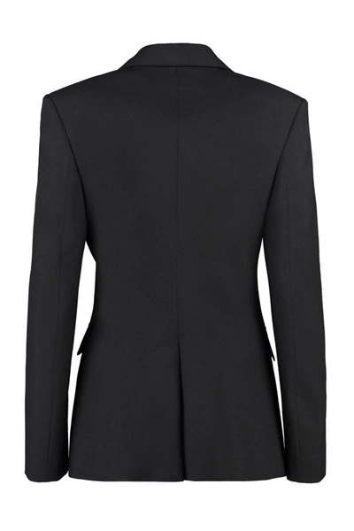 Shop Burberry Double-breasted Wool Blazer In Black