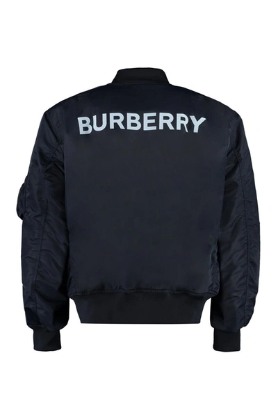 Shop Burberry Nylon Bomber Jacket In Blue