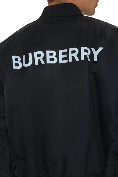 Shop Burberry Nylon Bomber Jacket In Blue