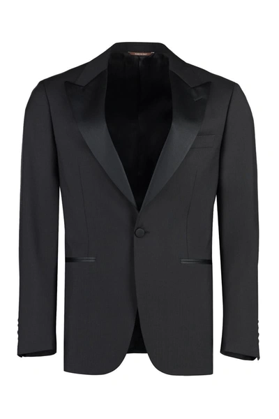 Shop Canali Wool-mohair Blend Two-pieces Suit In Black