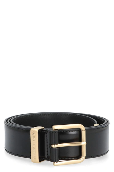 Shop Dolce & Gabbana Calf Leather Belt With Buckle In Black