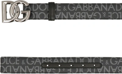 Shop Dolce & Gabbana Coated Canvas Belt In Grey