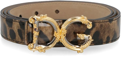 Shop Dolce & Gabbana Dg Buckle Leather Belt In Animalier