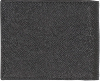 Dolce & Gabbana Black Textured Calf Leather Bi-fold Wallet In Black