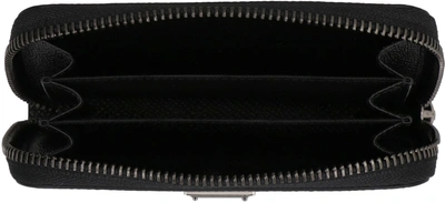 Dolce & Gabbana Small Calfskin Zip-around Wallet With Logo Tag In Black