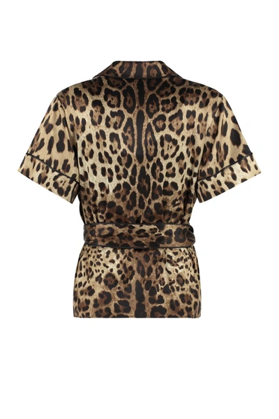 Shop Dolce & Gabbana Printed Silk Shirt In Animalier