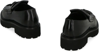 Doucal's Fringed Leather Loafers In Black