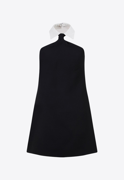 Shop Valentino Crepe Couture Mini Halter Shirt Dress In Black