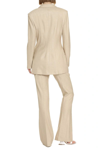 Shop Genny Stretch Double-breasted Blazer In Beige