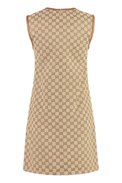 Shop Gucci Gg Fabric Mini Dress In Beige